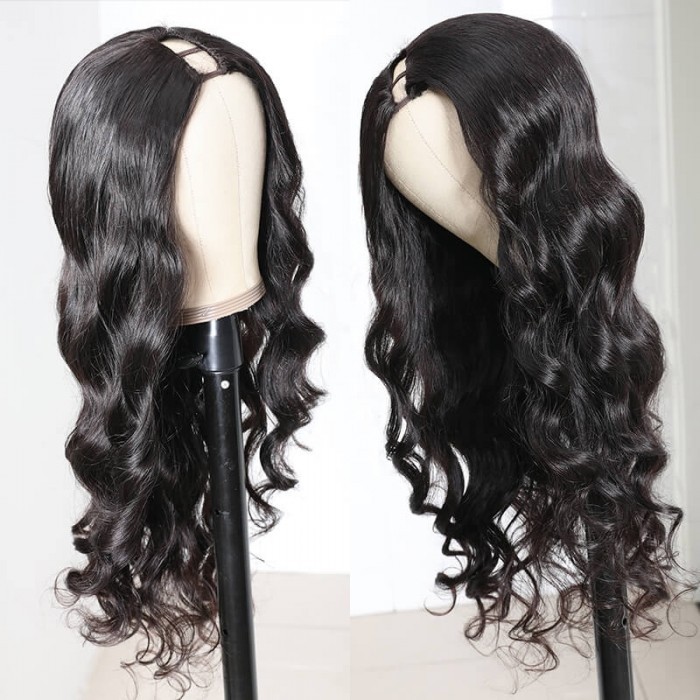 Kriyya U Part Wig Human Hair Afforable Price Glueless Body Wave Wigs 100% Human Hair Super Soft