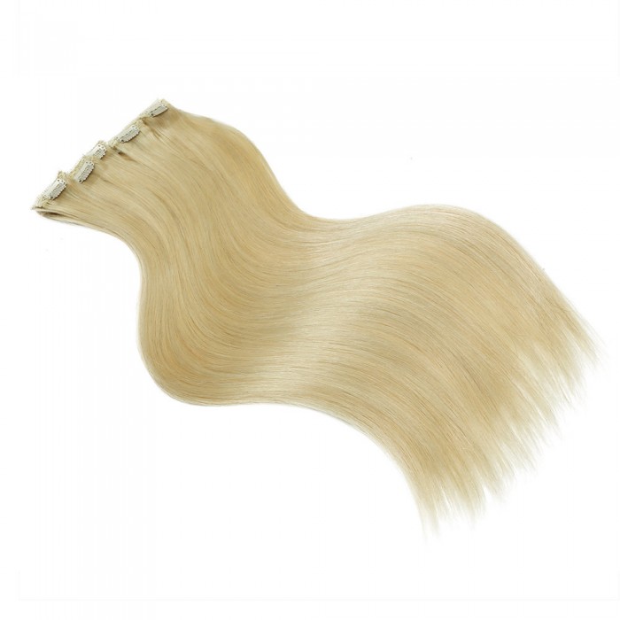 Kriyya 100g Real Hair Extensions Clip In Blonde Remy Human Hair Color 18-22 Inch