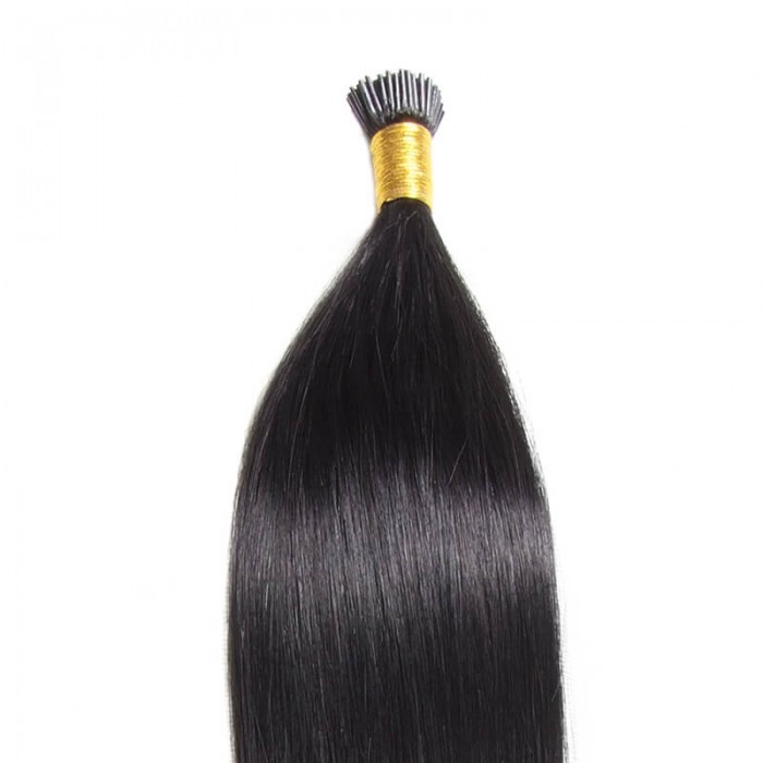 Kriyya 100% Remy I-Tip Hair Extensions-Jet Black