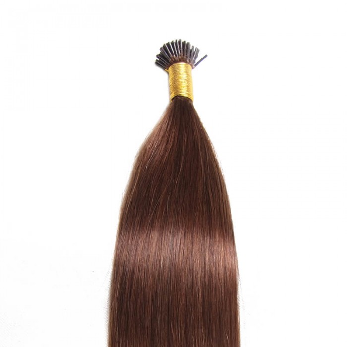 Kriyya 100% Remy I-Tip Hair Extensions-Chocolate Brown