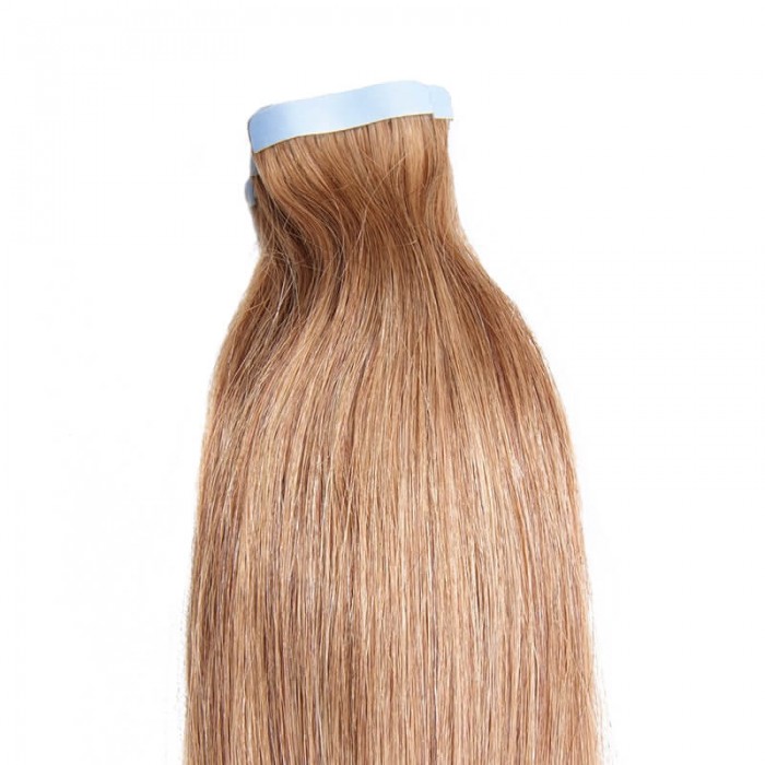 Kriyya Real Hair Tape In Extensions Light Golden Brown Remy Human Hair
