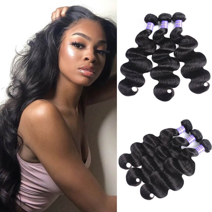 Kriyya Body Wave Bundles 3 Bundles Indian Unprocessed 7A Human Hair Weave