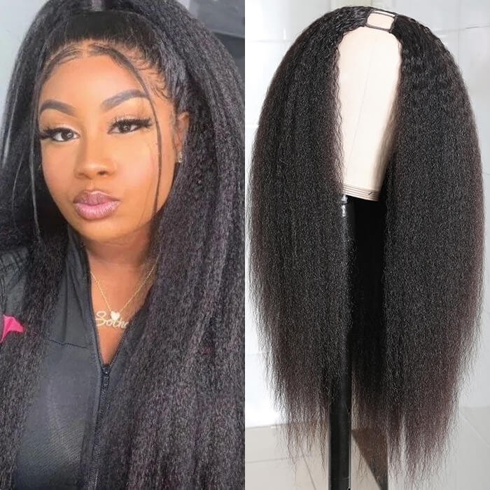 Flash Sale Kinky Straight U Part Wig 150 Density Virgin Human Hair Wigs