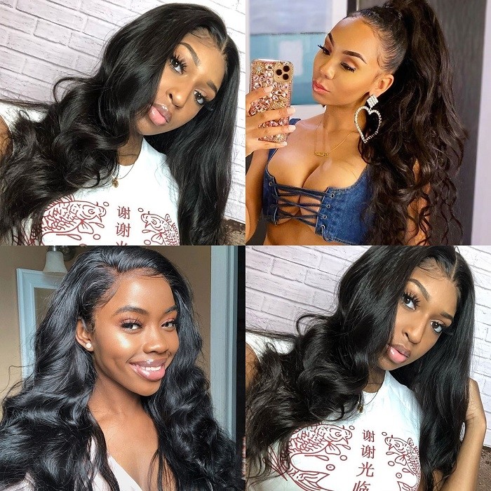 Kriyya 150% Density Body Wave Human Hair Wig Pre Plucked 13X4 Transparent Lace Front Wigs