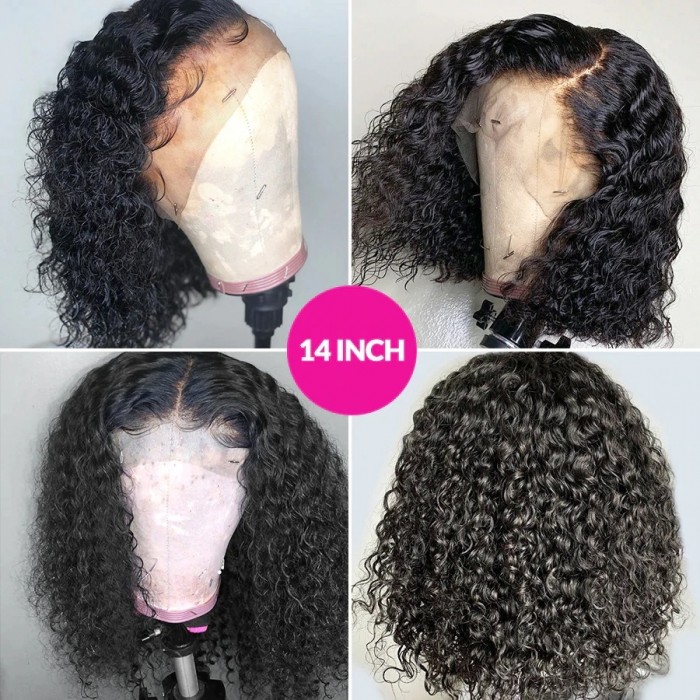 Kriyya 13x4 Transparent Lace Curly Bob Lace Front Wigs 150 Density Wig