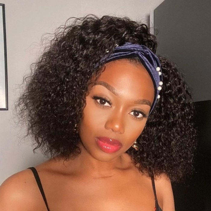 Kriyya Latin Passion Brazilian Virgin Human Hair Wig With Slanted Bangs Ebony Black Wig No Glue Needed