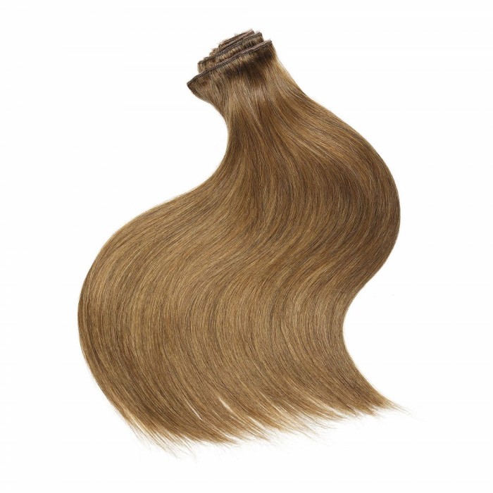 Kriyya 16 Inch Hair Extensions Clip In Medium Golden Brown Remy Hair Extensions