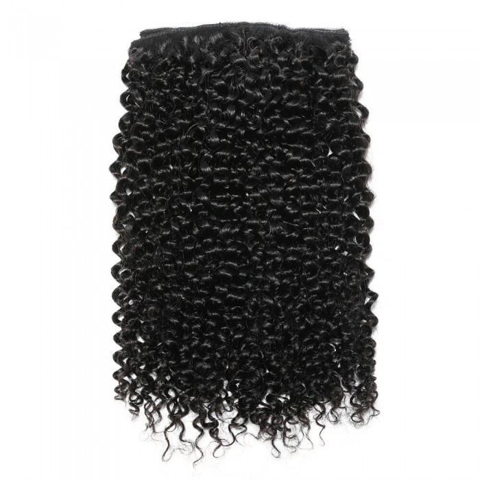 Kriyya Curly Clip Ins Hair Extenstions 18 Inch Natural Black Human Hair Extensions