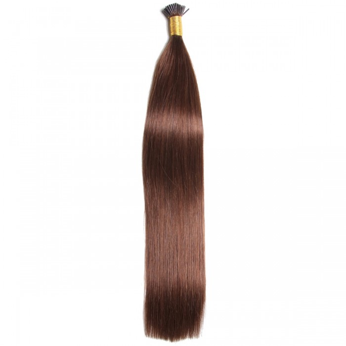 Kriyya 100% Remy I-Tip Hair Extensions-Chocolate Brown