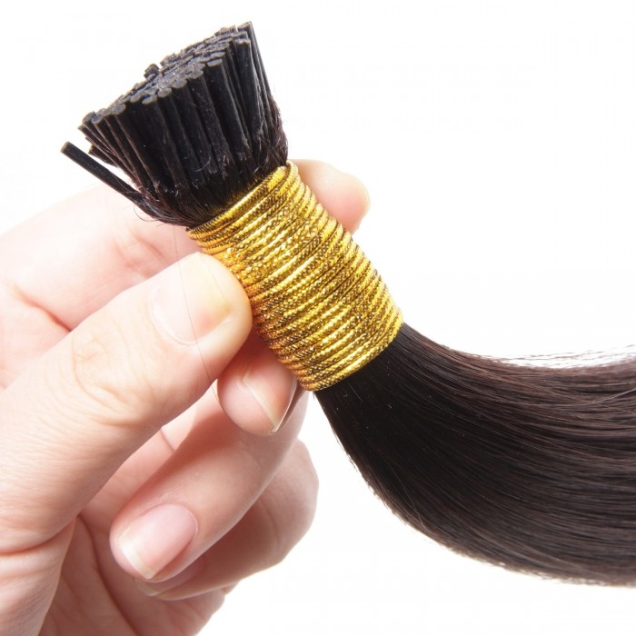 Kriyya 100% Remy I-Tip Hair Extensions-Off Black