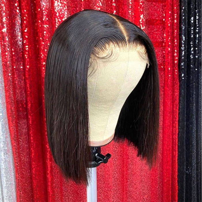 Kriyya Natural Hairline 13x4 Lace Front Bob Wig Hand Tied Straight Bob Wigs