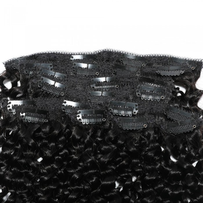 BOGO Sale - 22 Inch Kriyya Curly Clip In Hair Extensions Natural Black Hair Extensions