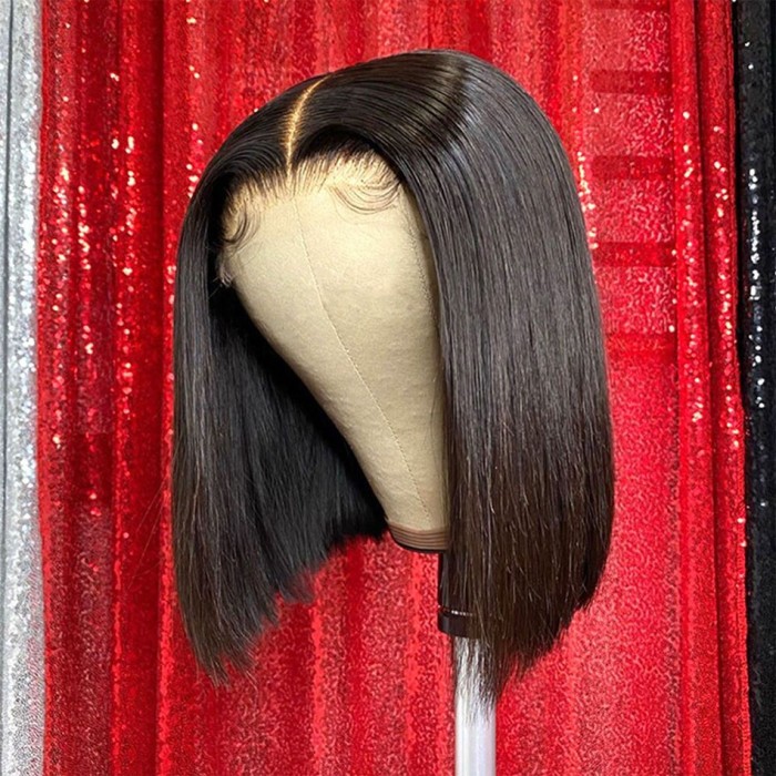 Kriyya Natural Hairline 13x4 Lace Front Bob Wig Hand Tied Straight Bob Wigs