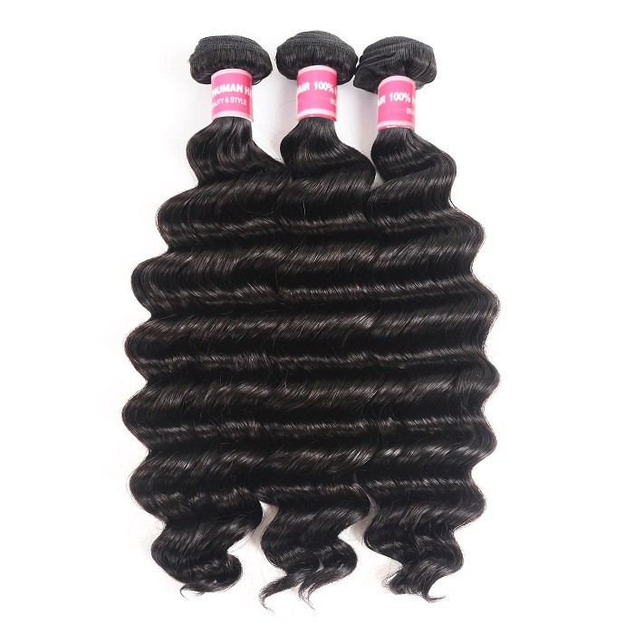 Kriyya Loose Deep Wave Peruvian Best Human Hair Weave 3 Bundles