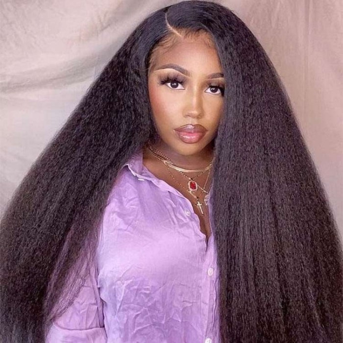 Kriyya V Part Yaki Straight Wig No Leave Out Human Hair Wig Upgrade U Part Wig Natural Color