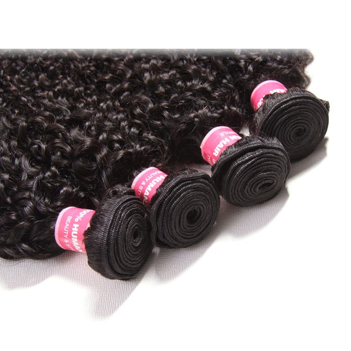 Kriyya 4 Pcs Brazilian Curly Human Hair Bundles Virgin Hair 9A Virgin Hair