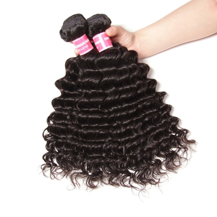 Kriyya 4 Pcs Brazilian Deep Wave Human Hair Weave 9A Virgin Hair