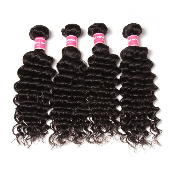 Kriyya Malaysian Deep Wave Virgin Hair 4 Bundles 9A Human Hair Weave 