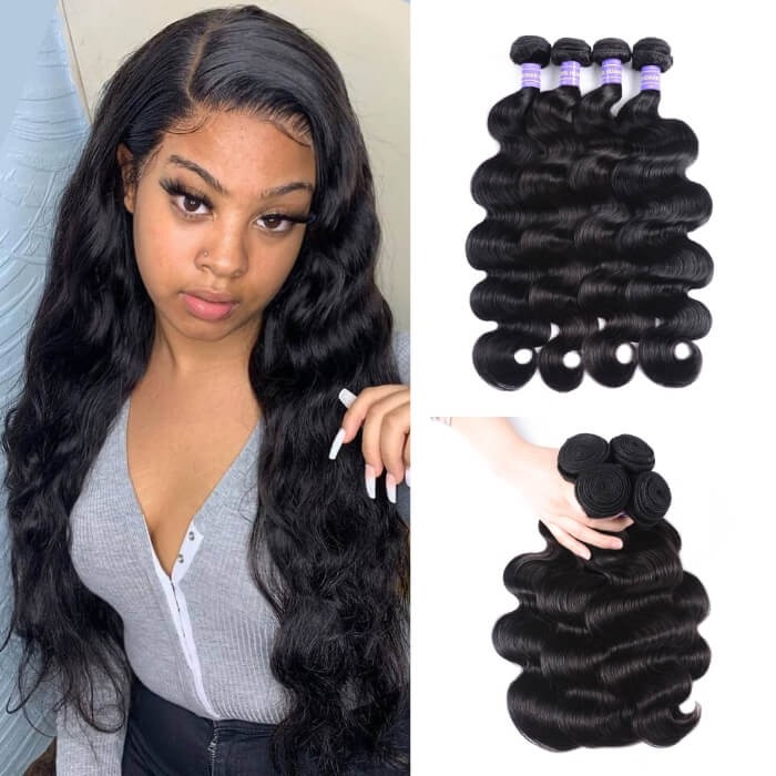 Kriyya Body Wave Peruvian 4 Pcs Hair Bundle Deals 7A Virgin Human Hair 