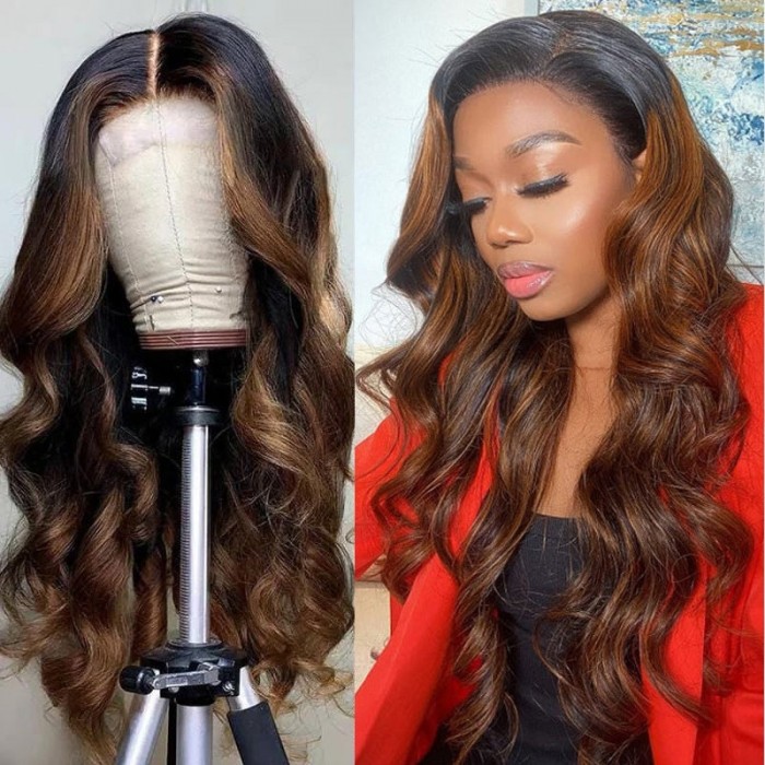 Kriyya 13X4 Lace Front Wigs Highlight Balayage #FB30 Body Wave Wig Shadow Root Blonde Wigs Favorable Price