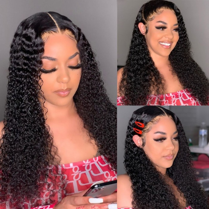 Curly wigs online with part