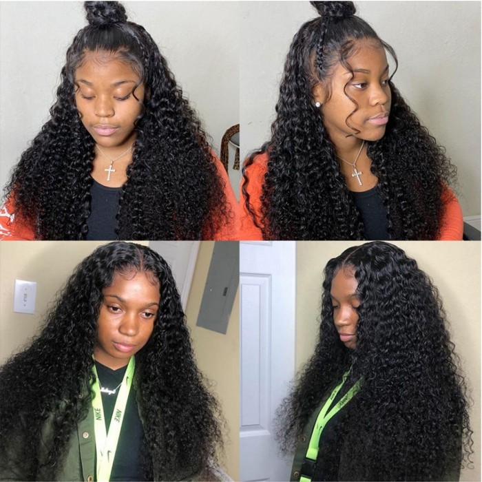Kriyya 13x4 Curly Lace Front Wigs Virgin Human Hair Wigs Boom 180% Density