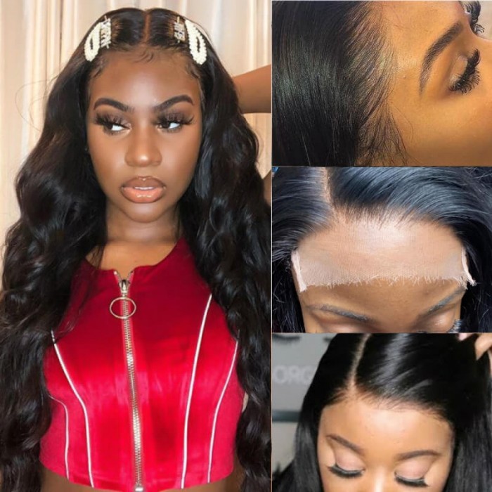 Kriyya Body Wave Human Hair 4 Bundles With 5x5 HD Lace Closure Free Part 100% Transparent Lace Closure