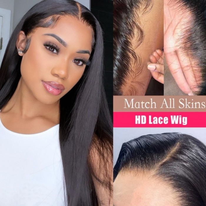 Kriyya HD Transparent Lace Wigs Straight Wigs 180 Density 5X5 Lace Closure  Wig Human Hair