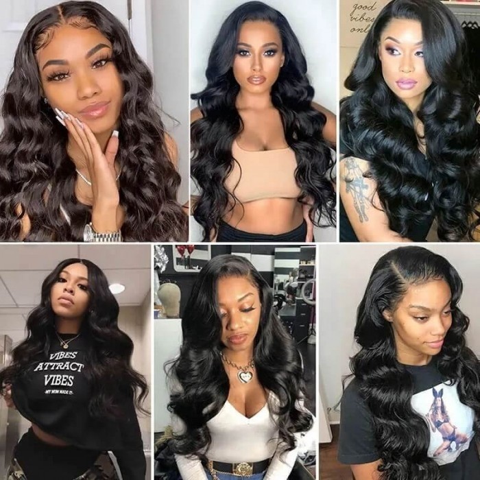 Kriyya High Quality T Part Body Wave Human Hair Wig 150% Density 13X5 Lace Front Natural Black Wig
