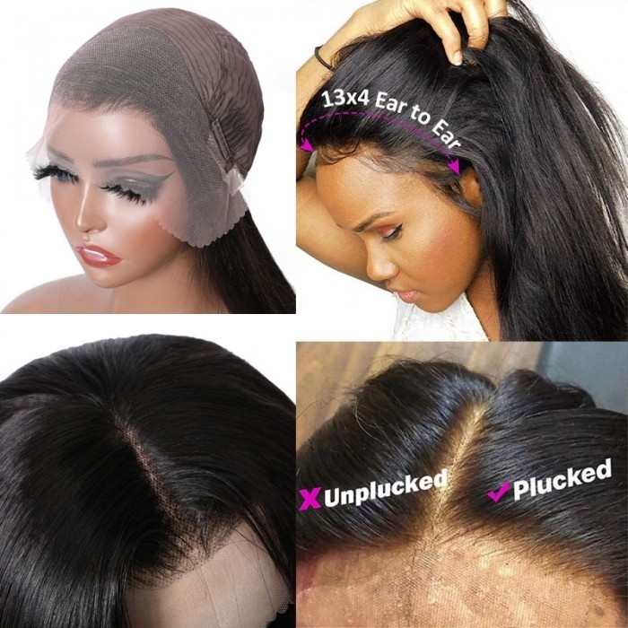 Flash Sale Kriyya 13x4 Lace Frontal Straight Wig With Layers Cut 150% Density