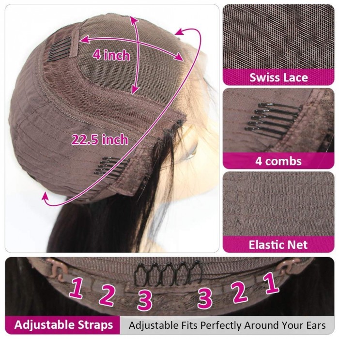 Kriyya Curly 4x4 Lace Closure Wigs 100% Remy Human Hair Wig Pre Plucked 150% Density