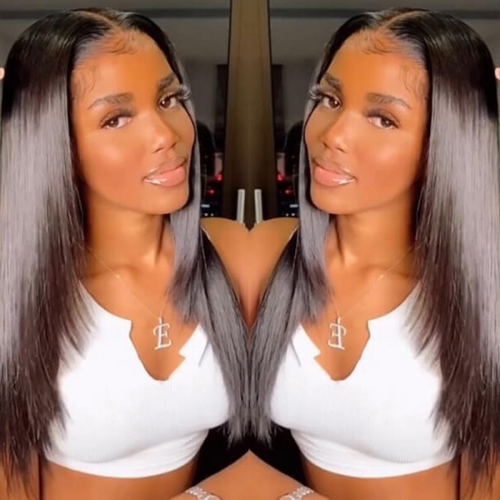 Flash Sale Kriyya 13x4 Lace Frontal Straight Wig With Layers Cut 150% Density