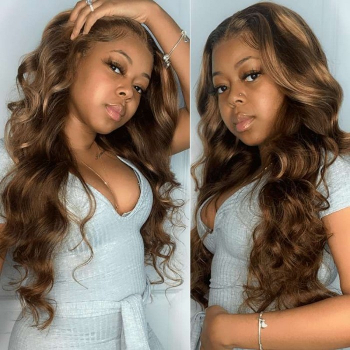 Flash Sale 13X4 Honey Blonde Highlight Ombre Body Wave Lace Front Wigs