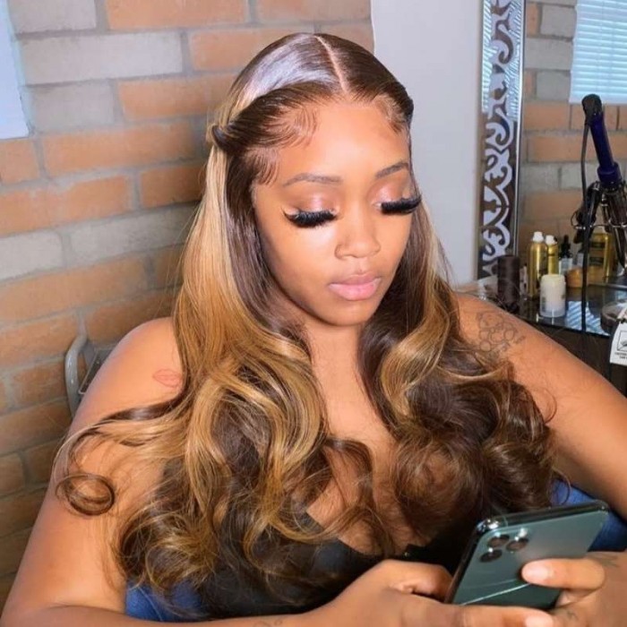 Flash Sale 13X4 Honey Blonde Highlight Ombre Body Wave Lace Front Wigs