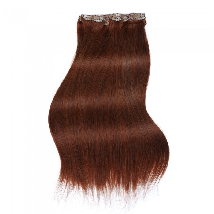 Kriyya 120g Clip In Extensions Cinnamon Red Hair Color Remy Hair Extensions