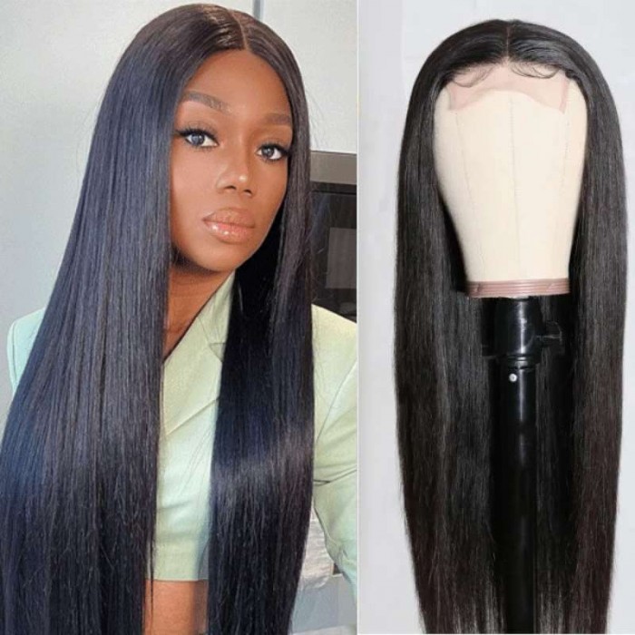 Kriyya Straight Hair Wig 150% Density Lace Part Wig Human Hair Natural Color
