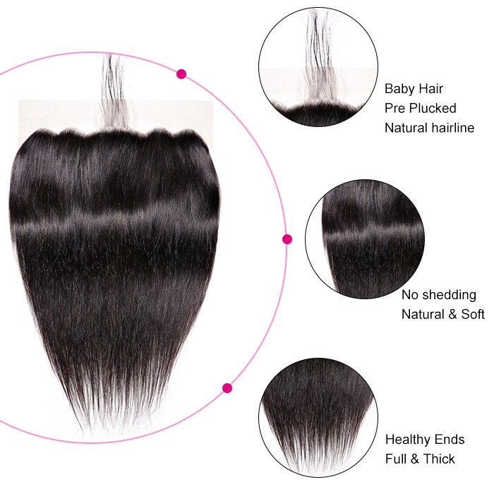 Kriyya Pre-Plucked Straight 100% Virgin Human Hair 13x6 Lace Frontal