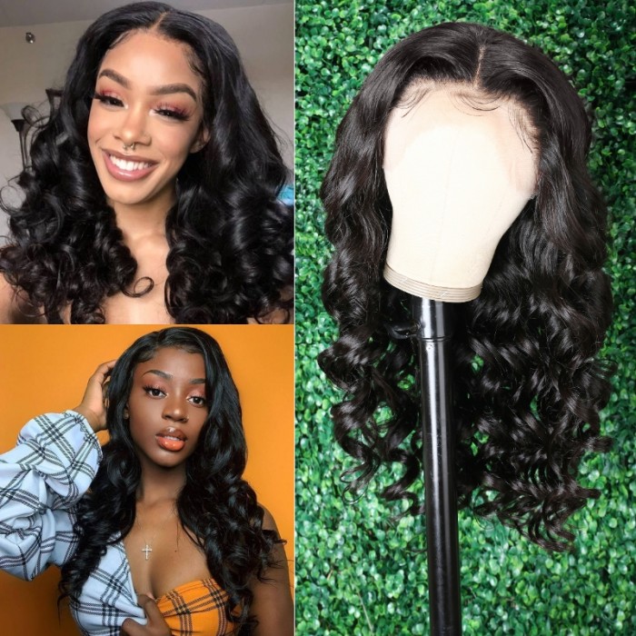 Kriyya Bouncy Body Wave Lace Front Wigs Wand Curls Human Hair Wig With Baby Hair