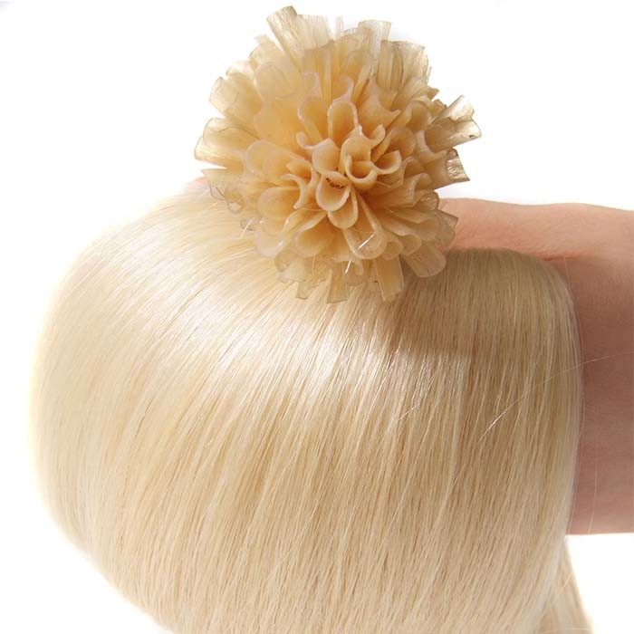 Kriyya Remy Hair Micro U-Tip Hair Extensions Platinum Blonde