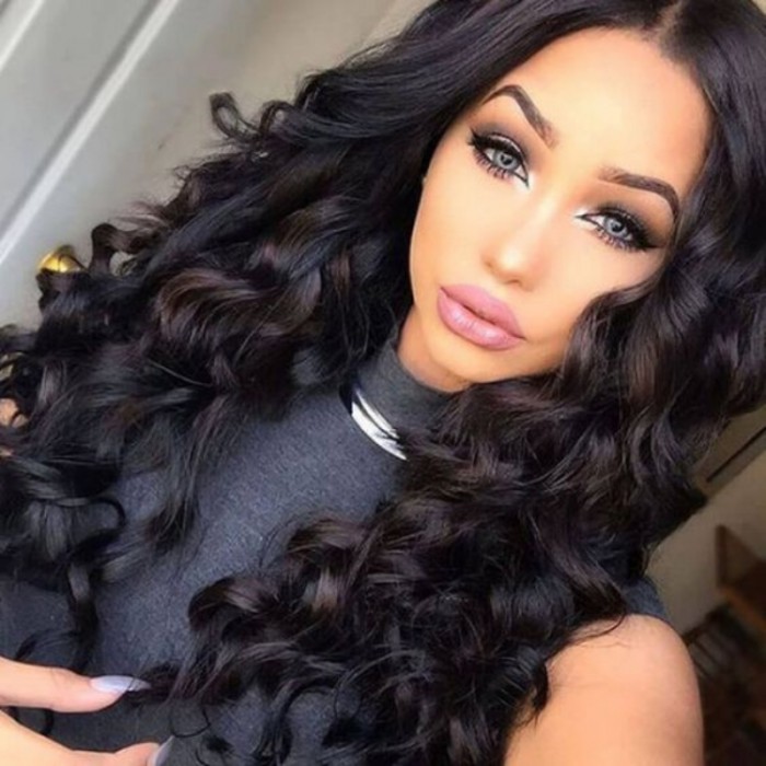 Kriyya Bouncy Body Wave Lace Front Wigs Wand Curls Human Hair Wig With Baby Hair