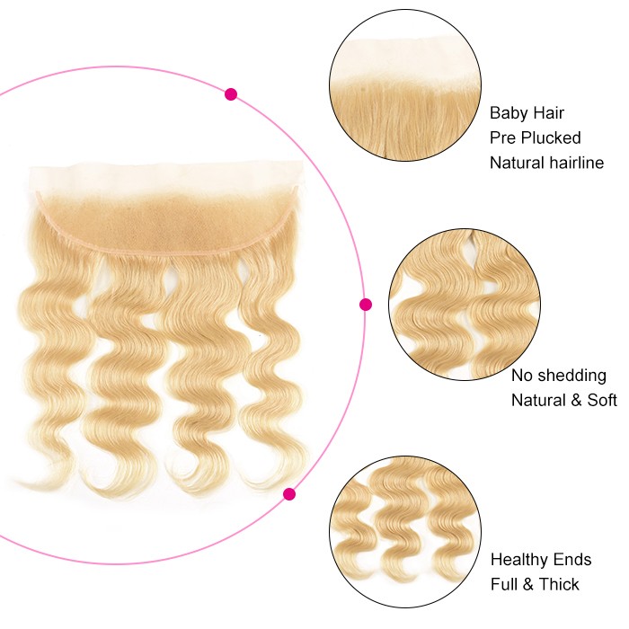Kriyya 613 Blonde Body Wave 13*4 Lace Closure Sew In Free Part Closure