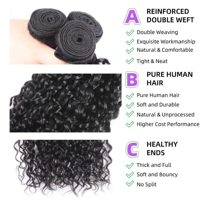 Kriyya Jerry Curly Hair 4 Bundle Deals Peruvian Human Hair Weave 7A Hair