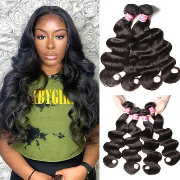 Kriyya Body Wave Hair 4 Bundles Indian Remy Human Hair Weave 9A Virgin Hair