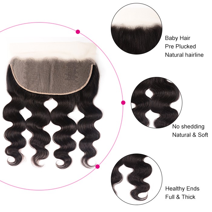 Kriyya 100% Virgin Human Hair Body Wave 13x6 Transparent Lace Frontal