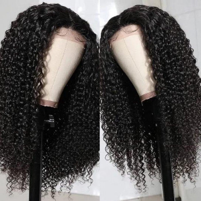 Kriyya 16 Inch Curly 4x4 Lace Closure Wigs 100% Remy Human Hair Wig Pre Plucked 150% Density 