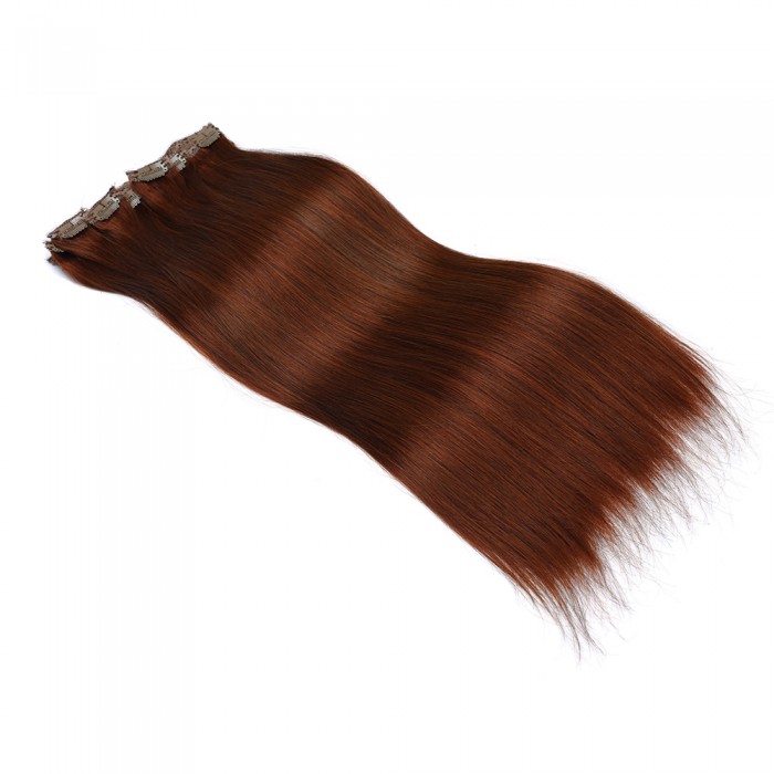 Kriyya 160g Human Hair Clip Ins Cinnamon Red Hair 20-22 Inch Hair Extensions Remy Hair