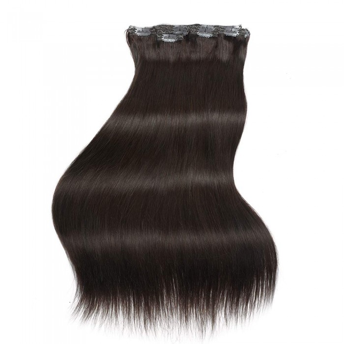 Kriyya 160g Clip In Hair Extensions Chocolate Brown 16-24 Inch Remy Hair Extensions