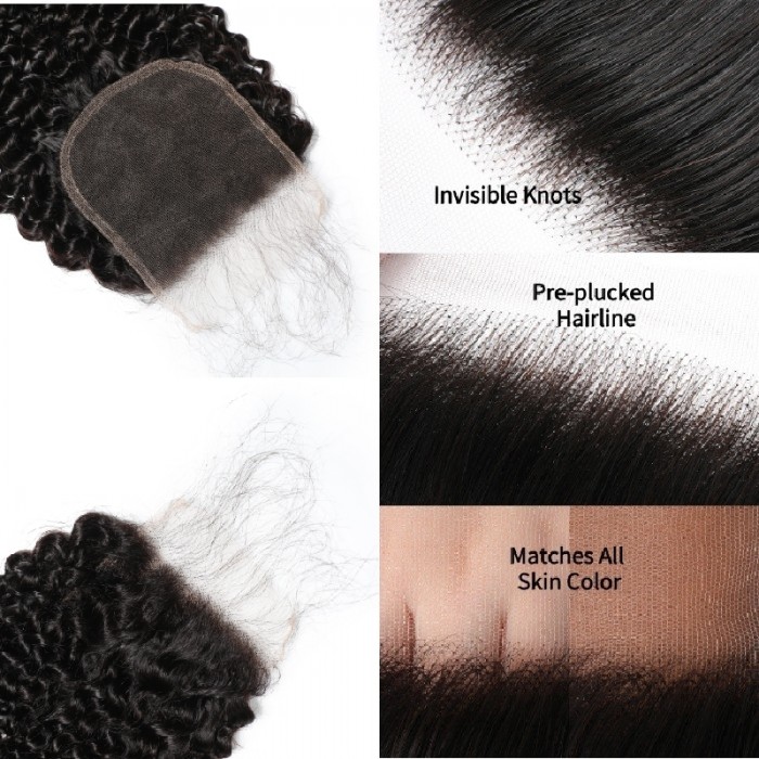 Kriyya 5x5 HD Lace Closure Jerry Curly Virgin Hair Transparent Lace Closure