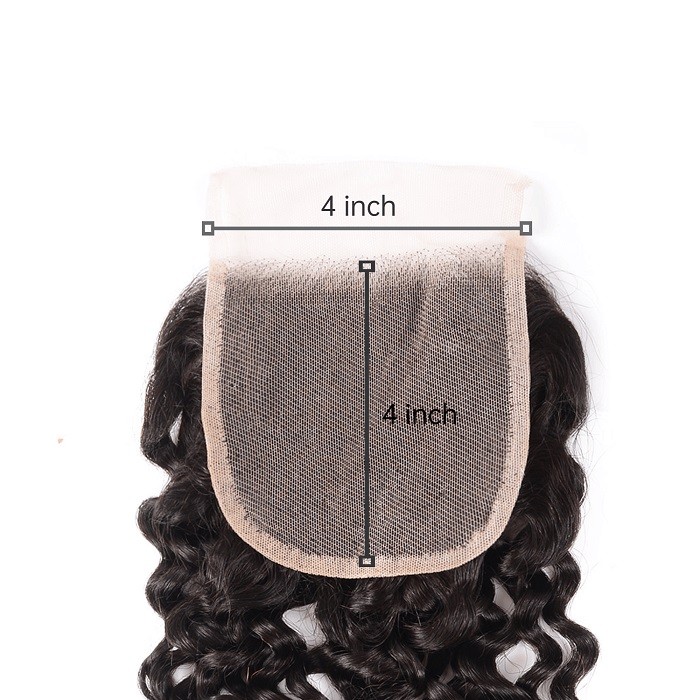 Kriyya Jerry Curly Pre-Plucked Virgin Hair 4*4 Transparent Lace Closure
