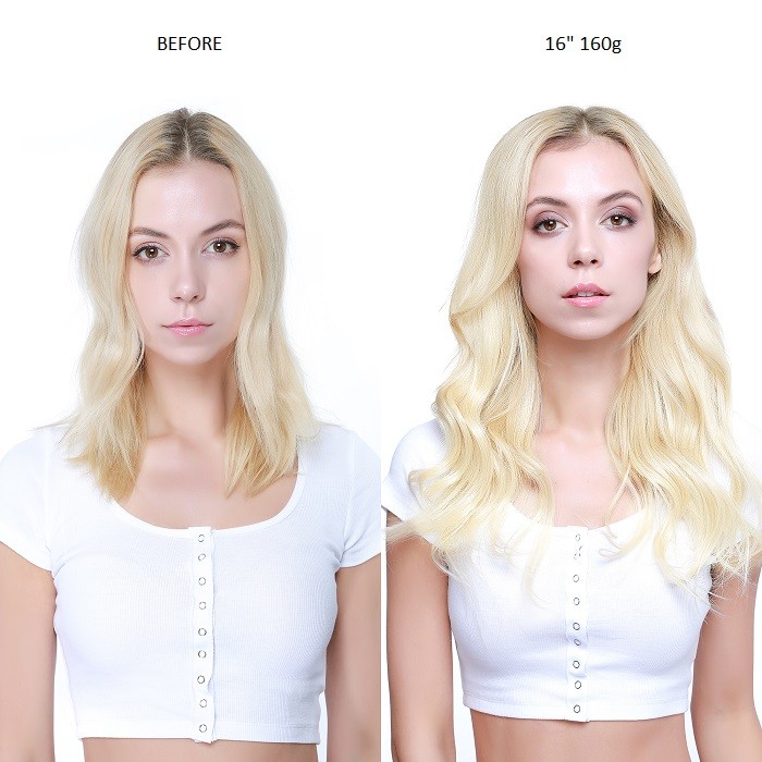 Kriyya Clip In Hair Extensions Platinum Blonde 16 Inch Remy Hair Extensions